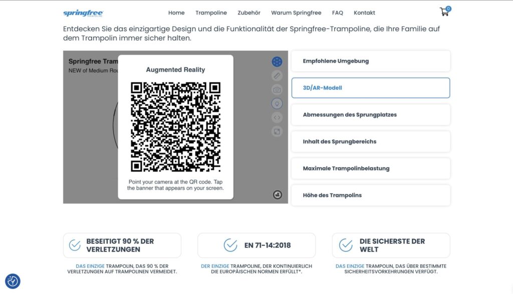 QR-Code zur Anzeige des AR-Modells des Springfree-Trampolins